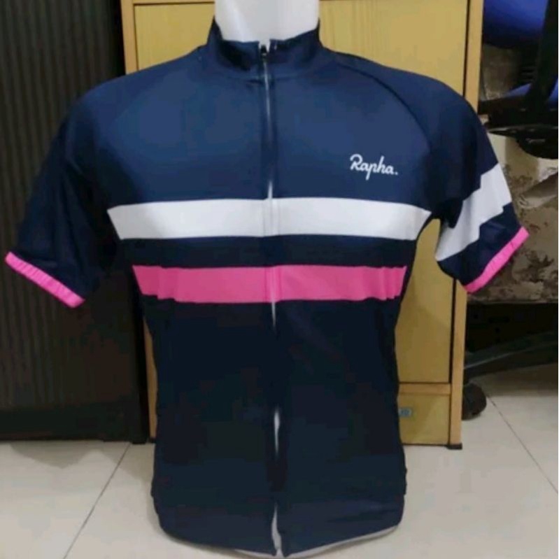 Rapha Navy Jersey Sepeda Roadbike Coolmax Dry Fit