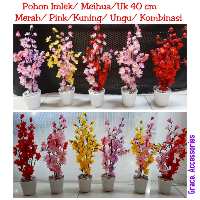 

New! Pohon bunga imlek meihua angpao 40 cm - Pink Limited