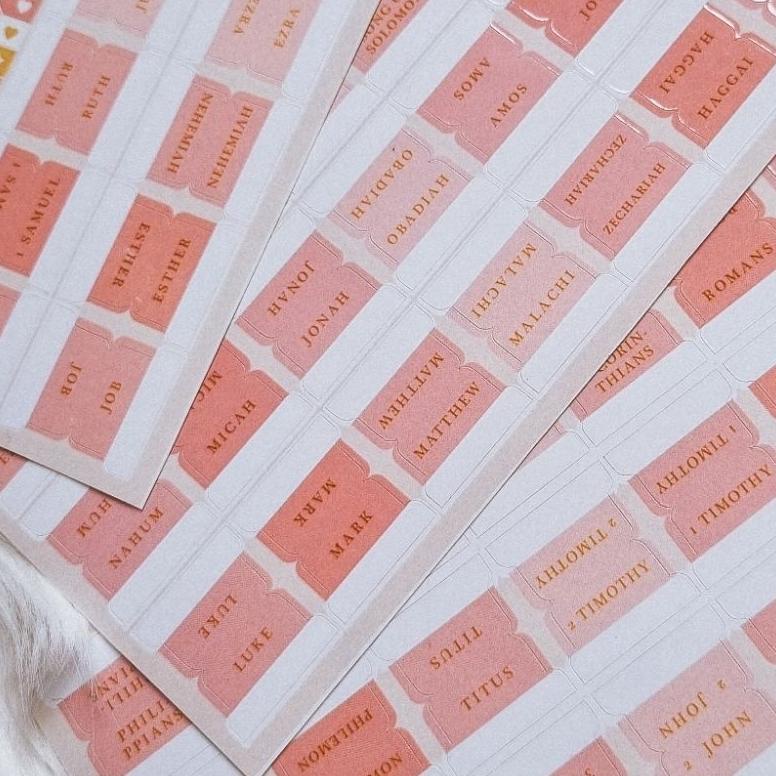 

Terlaris! [Sticker Party] Stiker File Tab Nama Bible Alkitab Pembatas Buku Index Bahasa Inggris 66 Nama Kitab Warna Pink Merah Muda TAB17 TAB17D Original