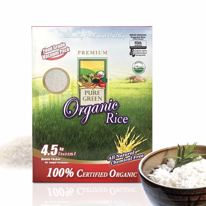 

Beras Organik Pure Green Organic Rice Pulen Wangi(Fragrant Rice) 4,5kg