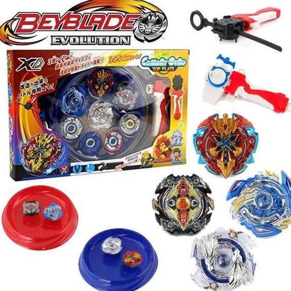 4PCS Beyblade Burst Set With Grip Launcher Arena Stadium Battle New