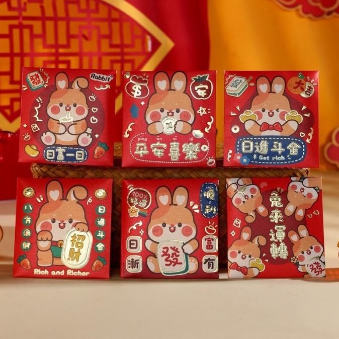 

New! Angpau amplop merah angpao imlek CNY tahun baru 2023 kelinci lucu prem - 04 kecil Limited
