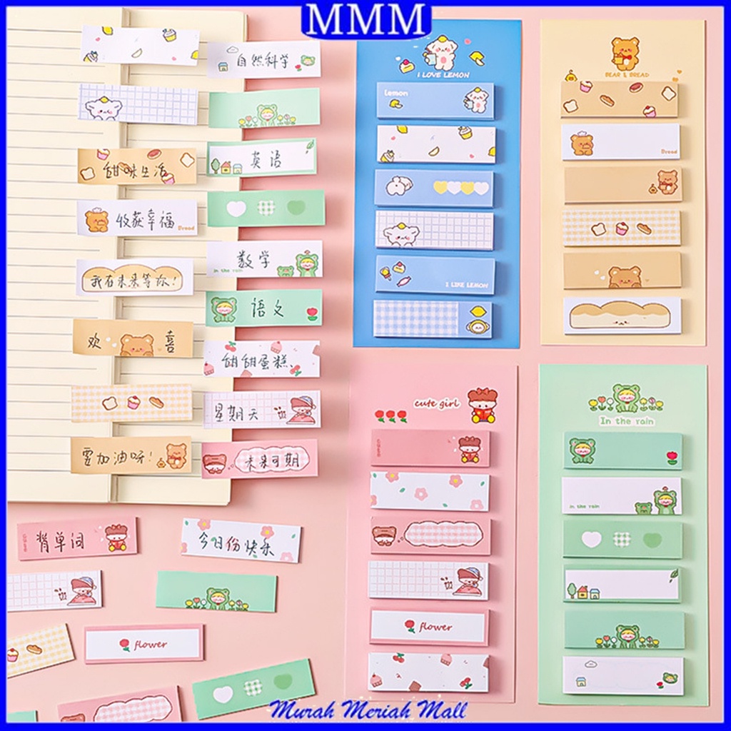 

MMM Sticky Notes Karakter Lucu 6 IN 1 Tempelan Kertas Catatan 120Lembar Notes Kertas Tempel Karakter Bear Frog Girl Pembatas Buku Cute Imut Penanda Buku Memo Stick Stationery Memo Pad Convenience Cute 6 IN 1