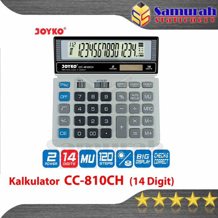

KALKULATOR JOYKO CC 810CH / MESIN HITUNG CC-810CH CALCULATOR 14 DIGIT ORIGINAL TERBARU