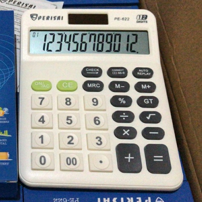 

KALKULATOR PERISAI PE-622. 12 DIGIT, CHECK CORRECT, SOLAR SYSTEM ORIGINAL TERBARU