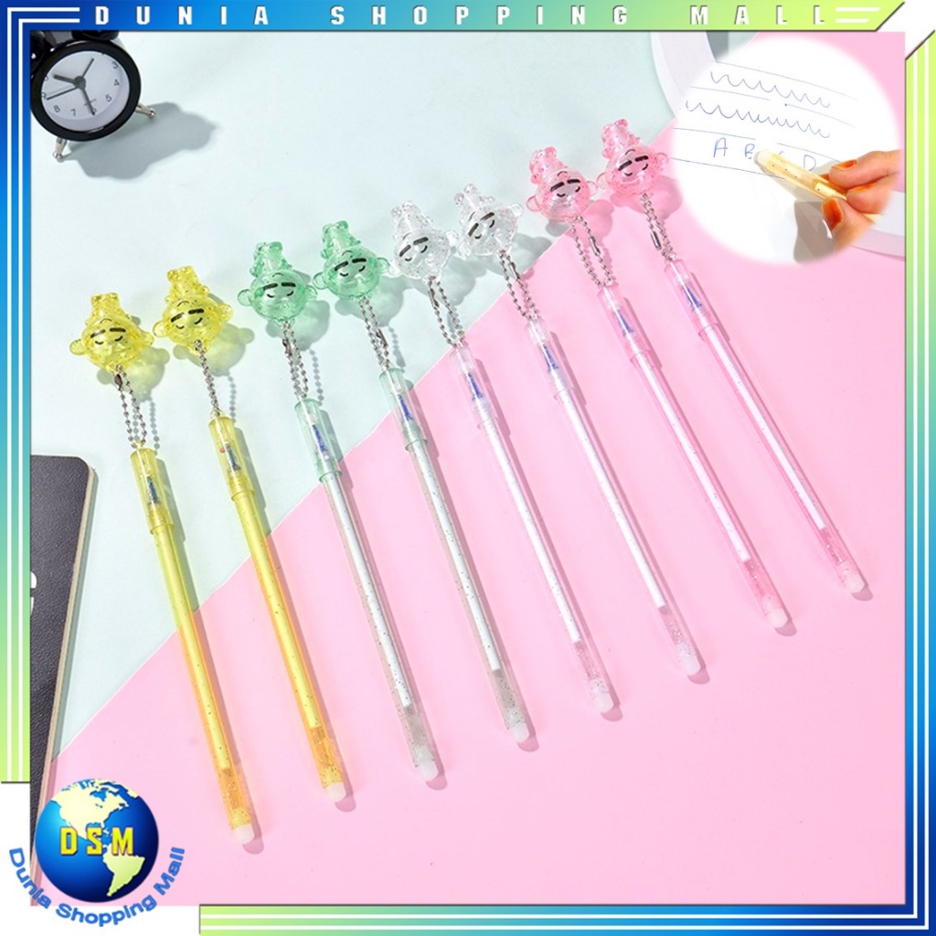 

DSM Pena Glitter Karakter Monkey Blue Ink Gel Bisa di Hapus Pulpen Gantungan Tiup warna warni Alat Tulis Sekolah Kantor Souvenir