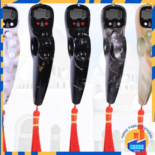 HPT Tasbih Digital LED Roling Alarm Bunyi Beep 100 Motif Marmer dan Kayu Tasbih Digital LED Jari Ber