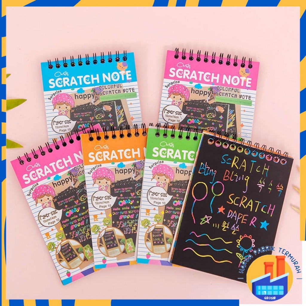 

HPT Buku Sketsa Warna-warni Grafiti Kertas Mini Tulis Gores Gambar DIY Sscratch Paper Note Black Cardboard Mini Hadiah Alat Tulis Mainan Edukasi