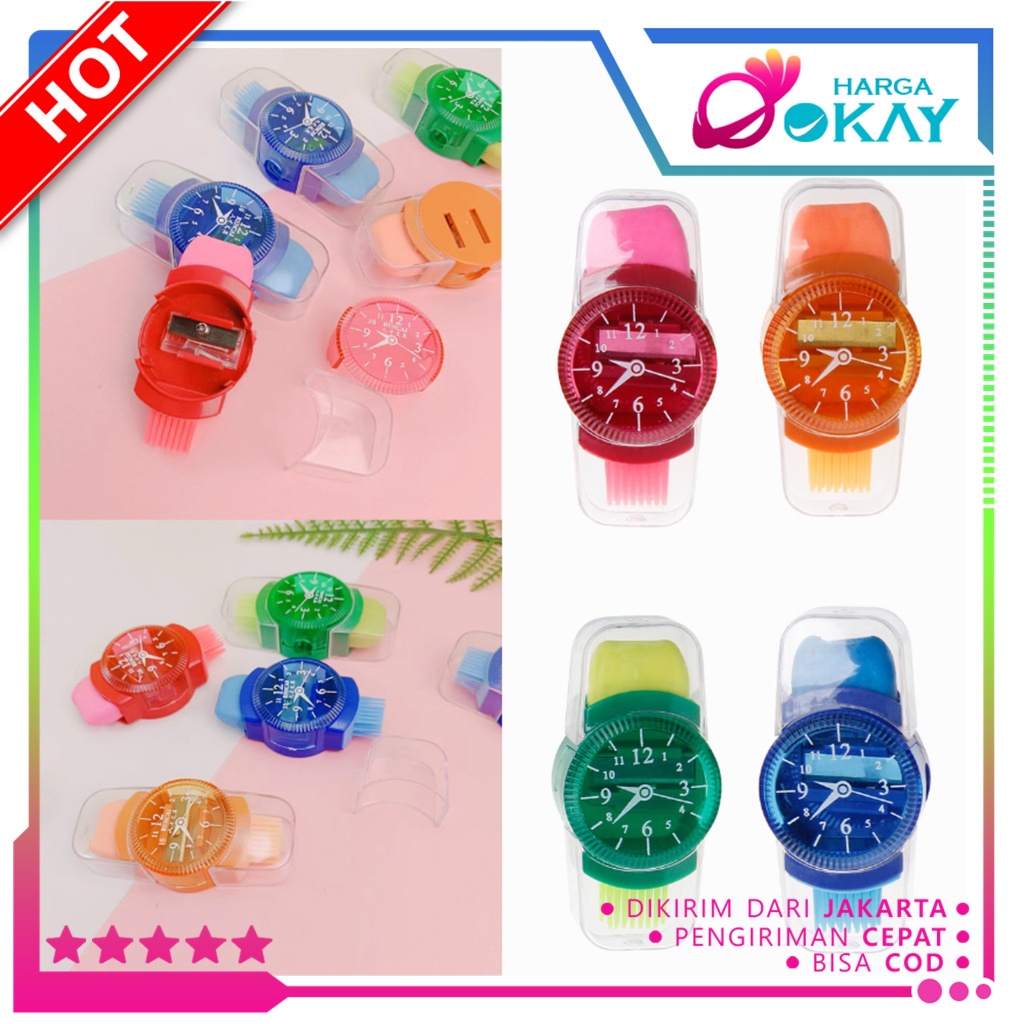 

HO Jam Tangan Multifungsi Serutan Pensil Mekanis 3in1 Rautan Pensil Manual dengan Penghapus dan Sikat Pembersih Model Warna-Warni untuk Perlengkapan Sekolah Anak-anak