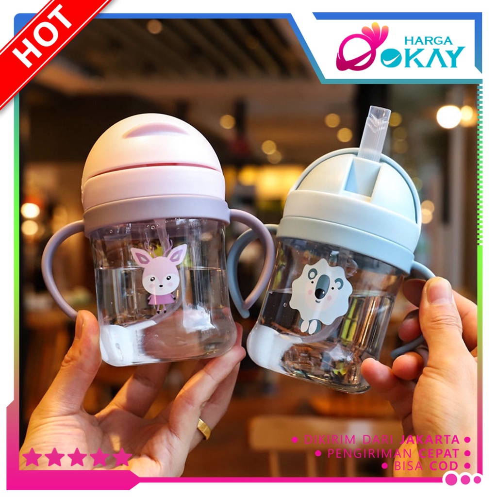 READY HO BOTOL MINUM ANAK VIRAL 280ML BOTOL AIR MINUM ANAK BAYI KARAKTER HEWAN GELAS ANAK BALITA