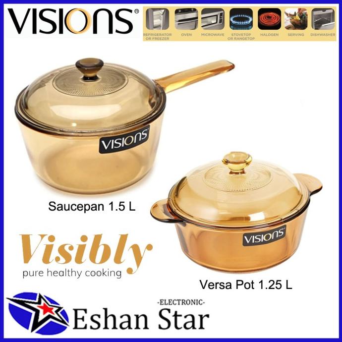 VISIONS PANCI KACA SAUCEPAN 1.5L+VERSA POT 1.25L ZEFANHENDARTO