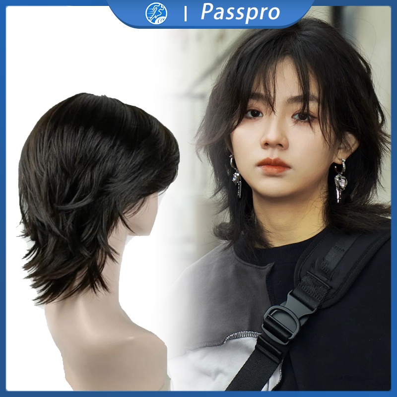 Rambut Palsu Mullet Pendek Pria Dan Wanita Mullet Head Wig Cosplay