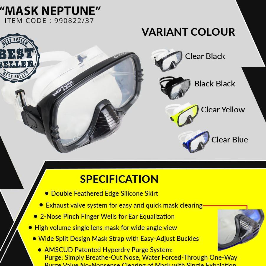 Alat Snorkling Kacamata Selam/Mask Snorkeling/Mask Diving Mask Amscud Neptune Blue