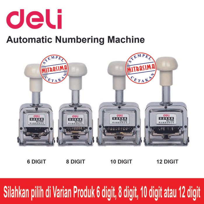 

Nomorator Otomatis 6 digit, 8 digit, 10 digit, 12 digit Merk Deli