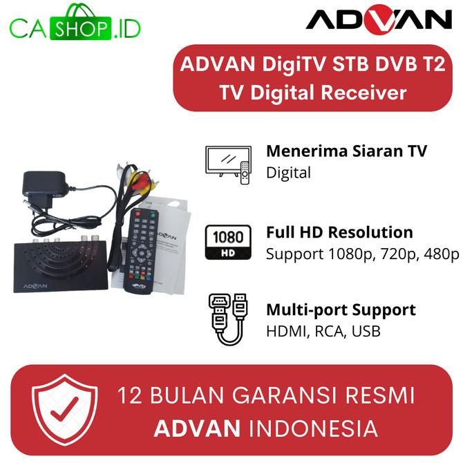 Advan STB DVB T2 Digital TV Receiver Set Top Box 1080p Full HD Resmi