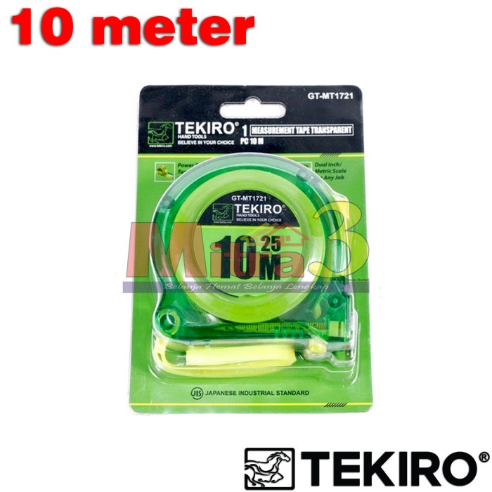 ___] Meteran TEKIRO 10 meter Transparan / Alat Ukur 10M / Measurement Tape