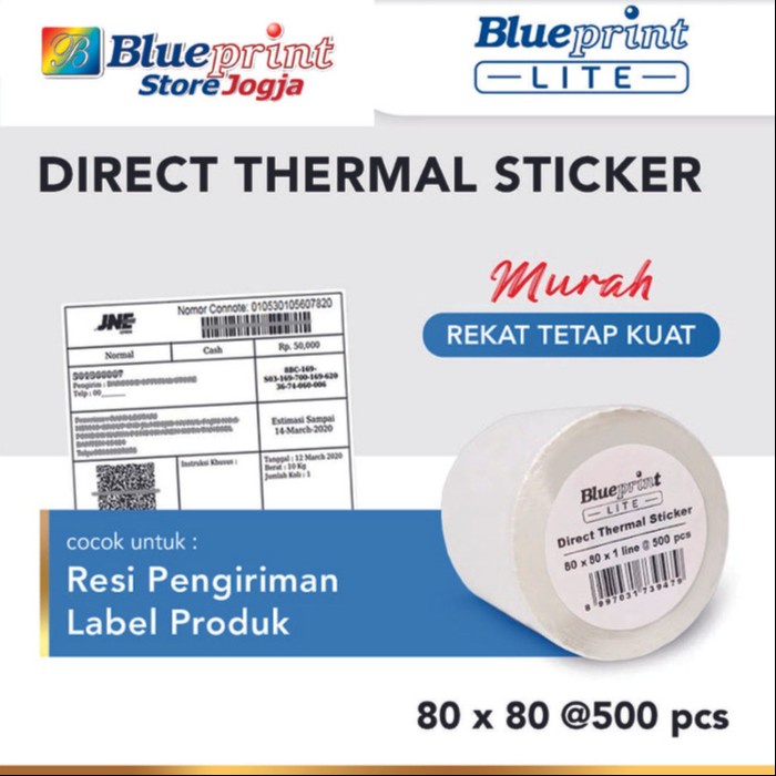 

#####] Direct Thermal Sticker Label BLUEPRINT Lite 80x80 mm 500Pcs - 1 Roll