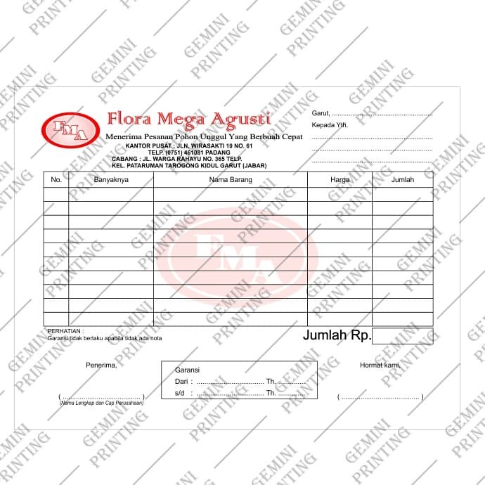 

Cetak Nota Murah 3 Rangkap / 3 ply ( Custom ) + nomeratur