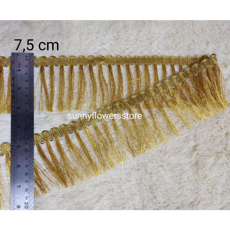 Promo Hari Ini Renda Rumbai Gold Silver Isi 17 Yard