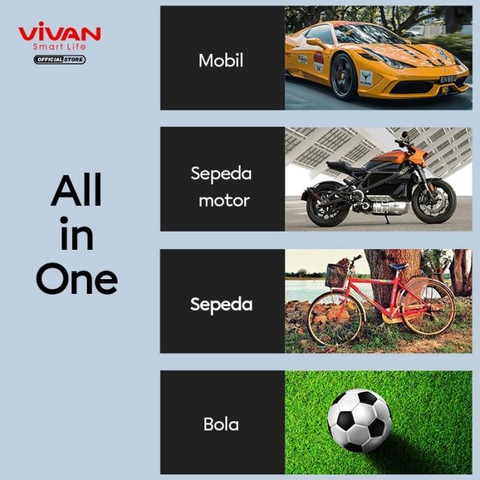 VIVAN Portable Air Pump Inflator Electric Pompa Ban Mobil Sepeda Motor