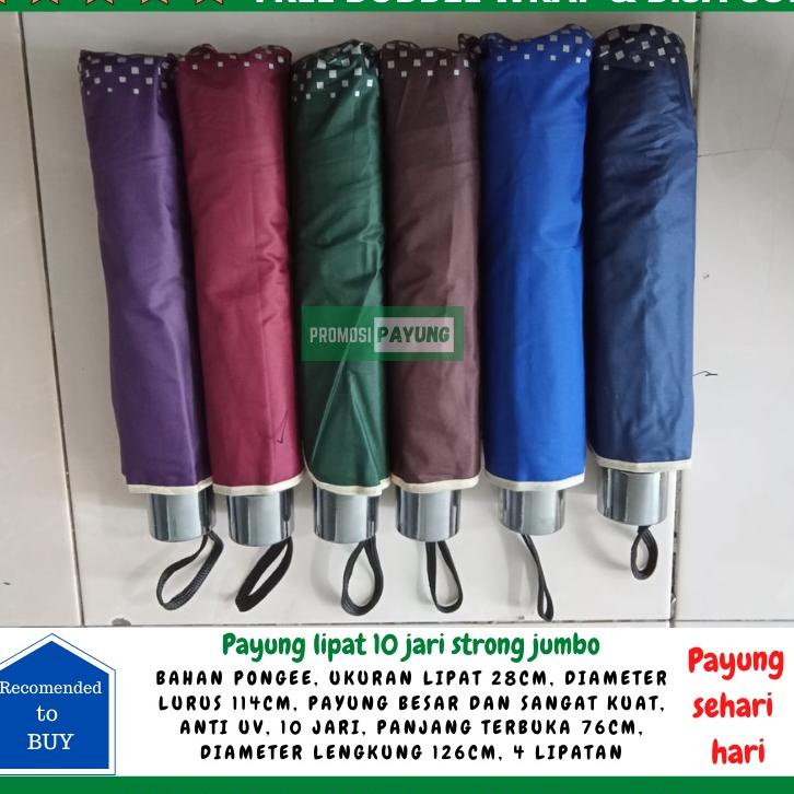 Payung Lipat Besar 10 Jari Strong Jumbo Anti Uv Payung Besar Dan Payung