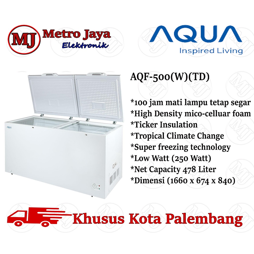 Chest Freezer AQUA AQF-500(W) 500 Liter AQF 500 W Freezer Box AQUA