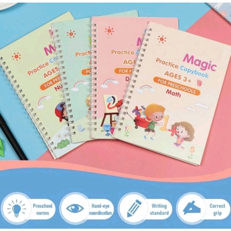 

Buku ajaib edukasi anak belajar menulis reusable sank magic practice writing book buku latihan