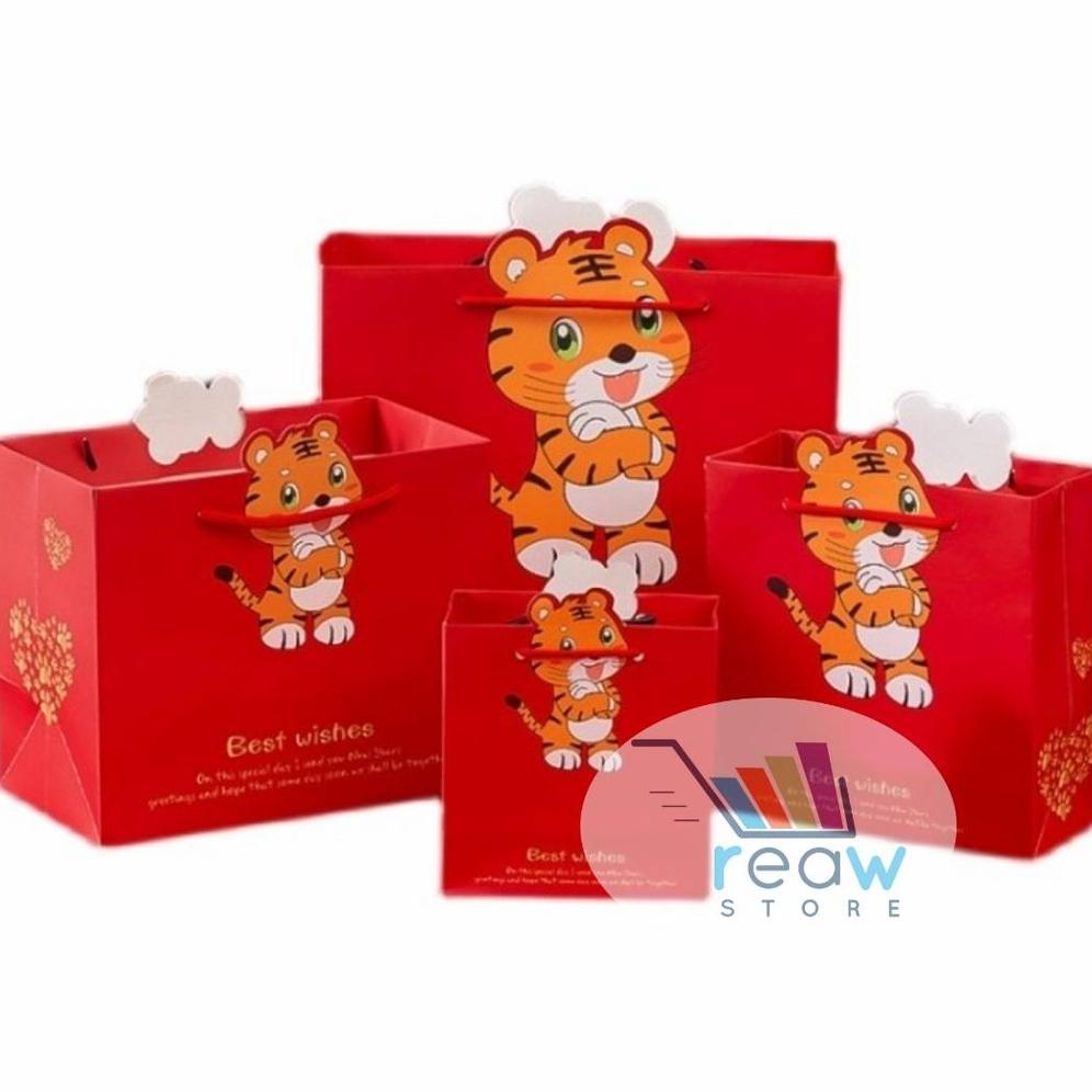 

Sale !! Paper Bag Kantong Tas Souvenir Parcel Hampers Imlek Sincia Macan 2D Terlaris