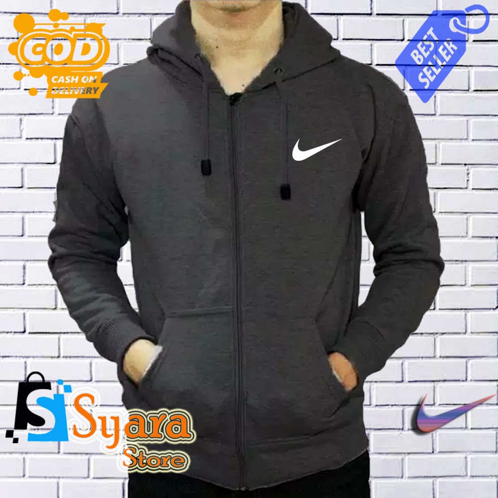 Promo Mega Sale 1.1 // Syara Store / Jaket Resleting Nike_Ceklis Putih / Jaket Distro Sleting /