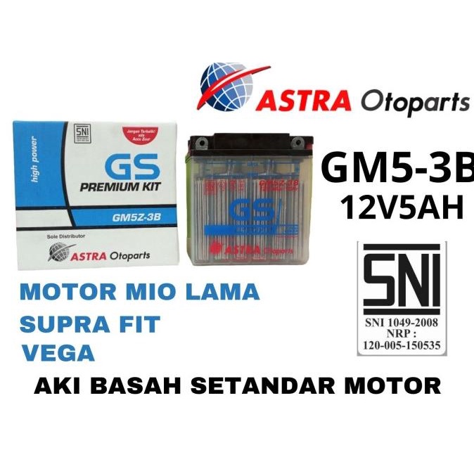 Aki Motor Yamaha Mio Sporty,Vega Gs Astra  Basah Gm5Z