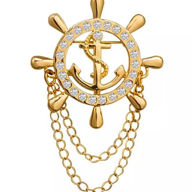 Bros Bentuk Jangkar Kemudi Kapal - Brooch Anchor - Pin Simple