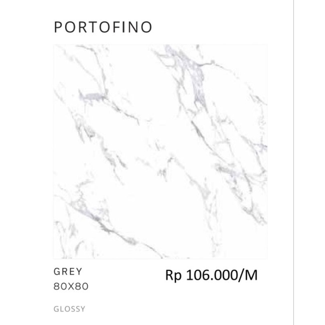 Granit Glossy Motif Marbel Putih Abu Portofino Ukuran 80x80 By Platinum/Granit Kualitas 1 Grade A/Granit Untuk Lantai dan Dinding