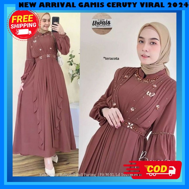 Baju Gamis Wanita Terbaru 2024 Lebaran Gamismuslim Ceruti Kekinian Ganis Khimar Wnita Dress Remaja K