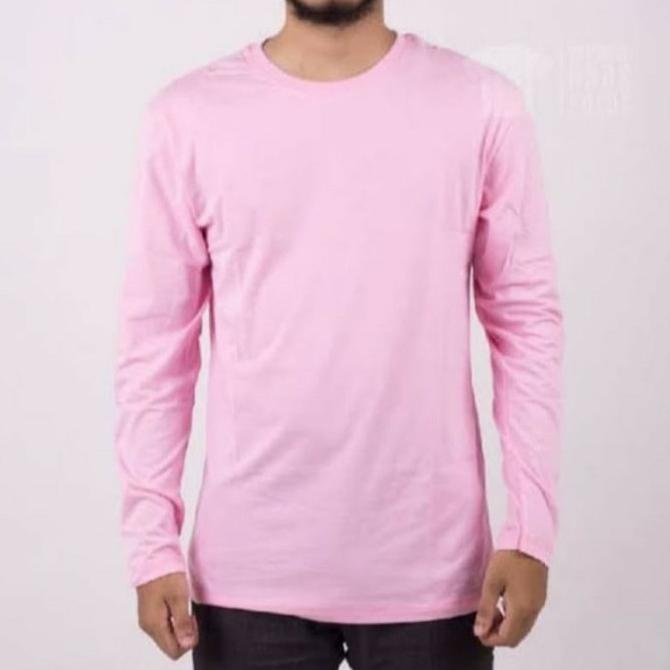 Kaos Polos Pria/Wanita 24'S Lengan Panjang - Pink Muda