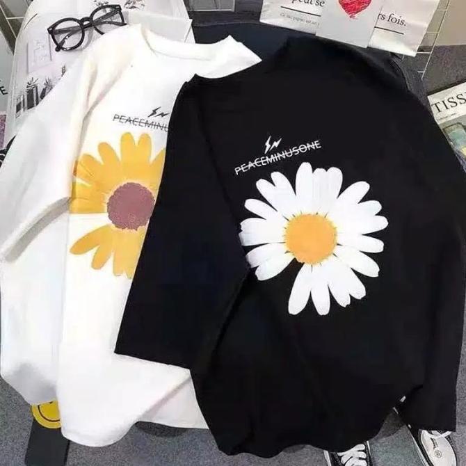 Baju Kaos Oversize Peaceminus Wanita Motif Bunga