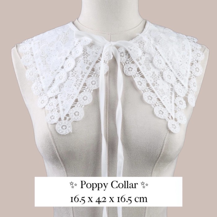 

Kerah Renda Siap Pakai Mewah Unik Poppy Faux Collar Variasi Import