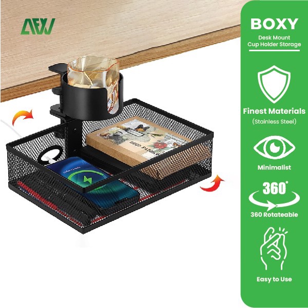 

BOXY Laci Bawah Meja Tempat Penyimpanan Desk Mount Cup Holder Storage