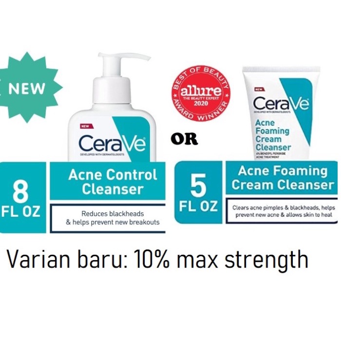 Cerave Acne Foaming Cream Cleanser with Benzoyl Peroxide & Niacinamide