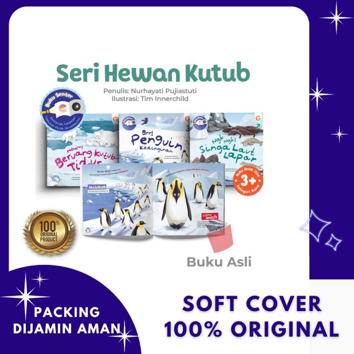 

New!! Seri Hewan Kutub 1 set 3 jilid Buku Senter Soft Cover Buku Anak