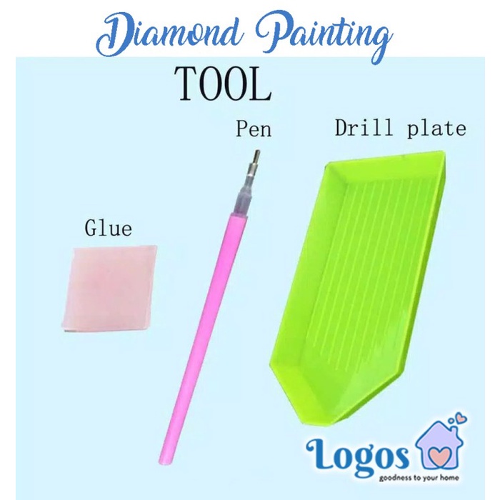 

TERLARIS DIY Diamond Painting Tool Set Peralatan Lukis: Pen Glue/Gel Tray/Plate