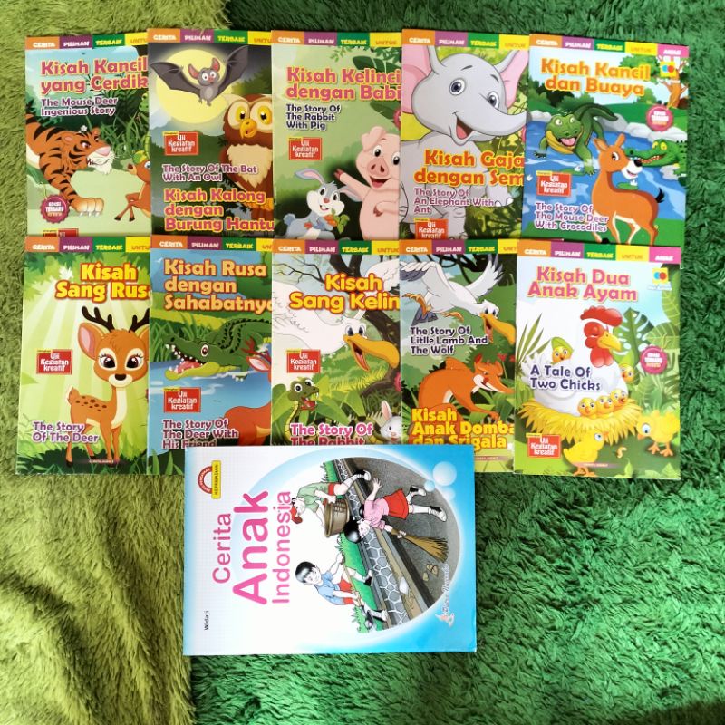 ORIGINAL BUKU CERITA ANAK DONGENG BILINGUAL KISAH KANCIL YANG CERDIK KISAH KALONG BURUNG HANTU KISAH