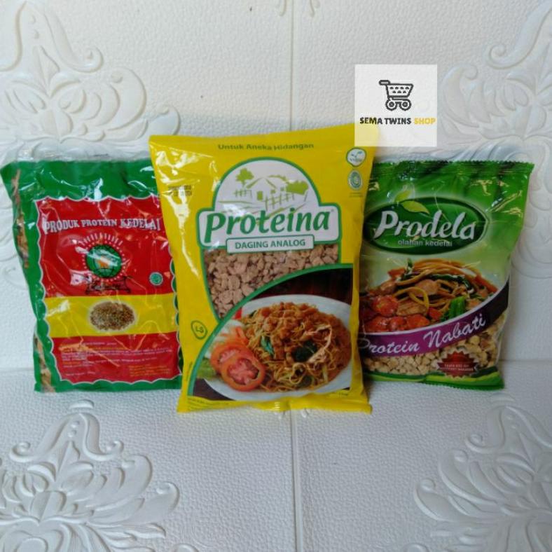 

Ready PROTEINA Daging Nabati 250gr / Prodela Ruhuey Cap tiga bintang Daging Analog Vegan Food