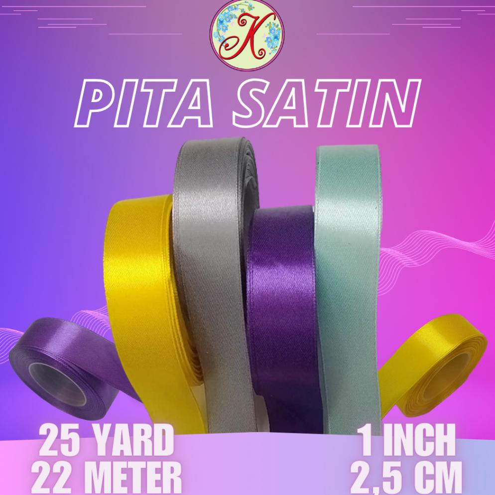 

Ready!!!(COD) Harga per Roll Pita Satin 1 INCH / 2,5 CM 25 YARD