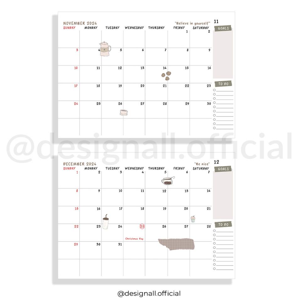 

Designall Kalender 2024 Aesthetic Meja / Kalender Duduk Spiral Jc