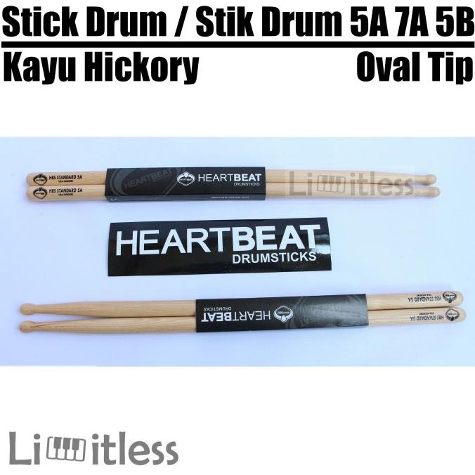 Stick Drum 5B Stik Drum Heartbeat Oval Tip Original