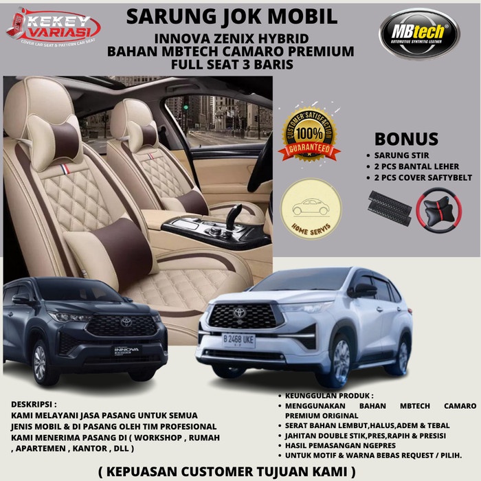Sarung Jok Mobil Terbaru Innova Zenix Hybrid Bahan Mbtech Camaro