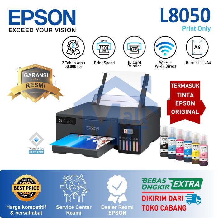 PRINTER EPSON L8050 L-8050 L 8050 WIFI FOTO ID CARD PENGGANTI L805