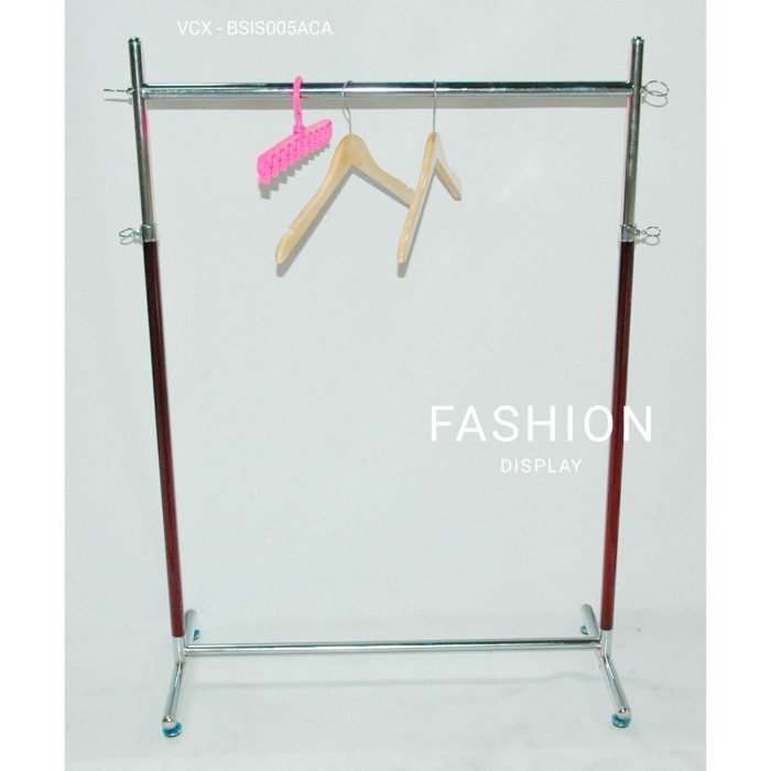 GAWANG BAJU PIPA BULAT RAK BAJU STAND BAJU GANTUNGAN BESI-BH