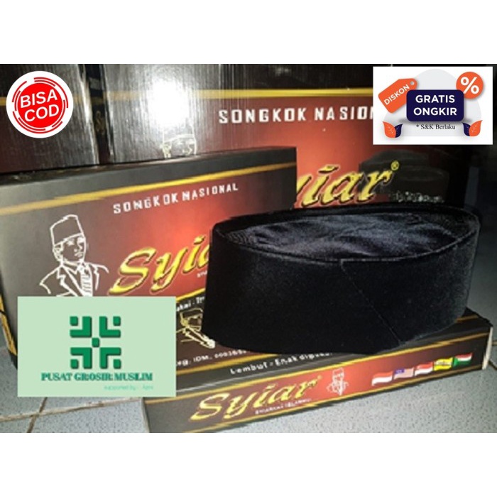 Songkok Nasional Hitam Polos / Songkok Sholat Ac Full Ac Hitam