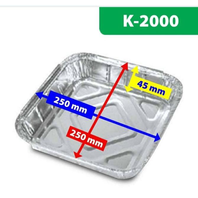 COD Wadah Aluminium Foil 25 X 25 Cm / Loyang Aluminium Kotak + Lid Mika B